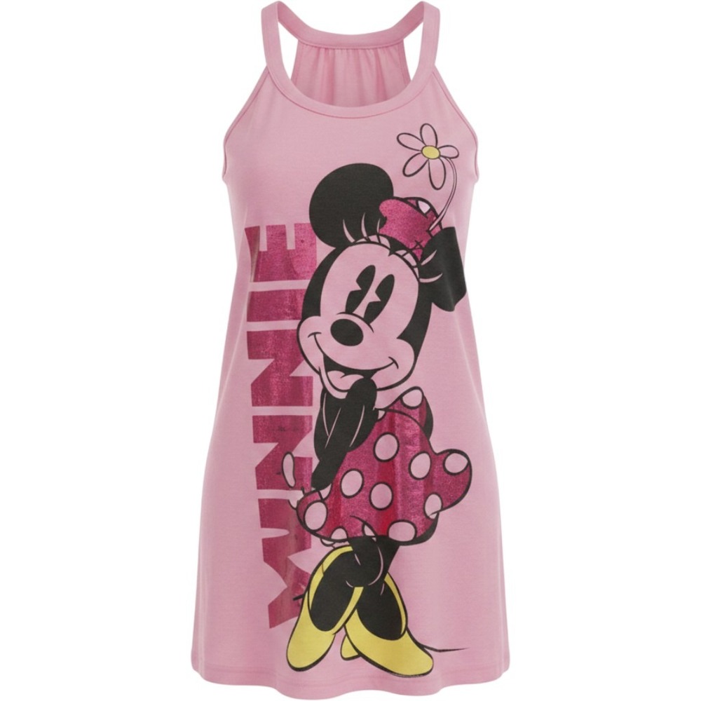 Disney Minnie Mouse Pink Graphic Tank Top Keyhole Neck Sleeveless M 7/9 JT19649